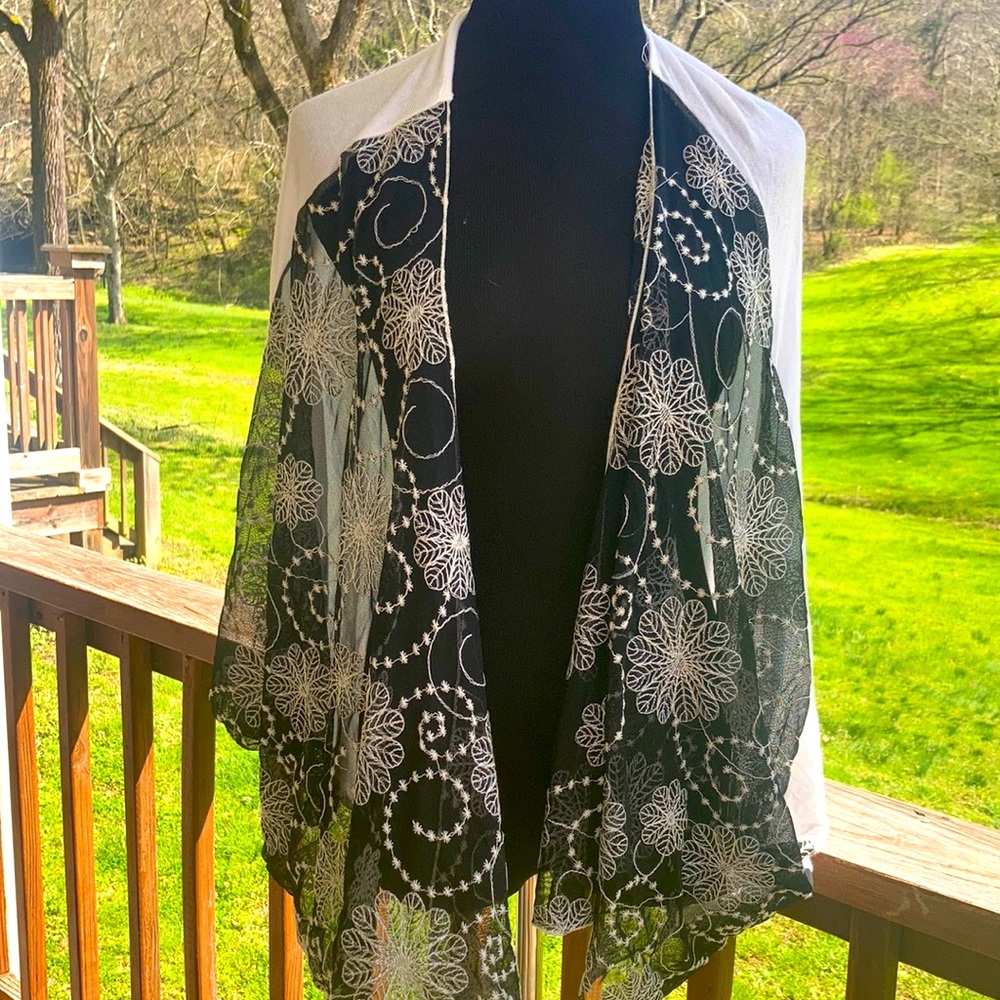 Black and white blouse/cover up